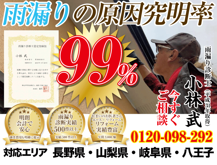 雨漏りの原因救命率99％